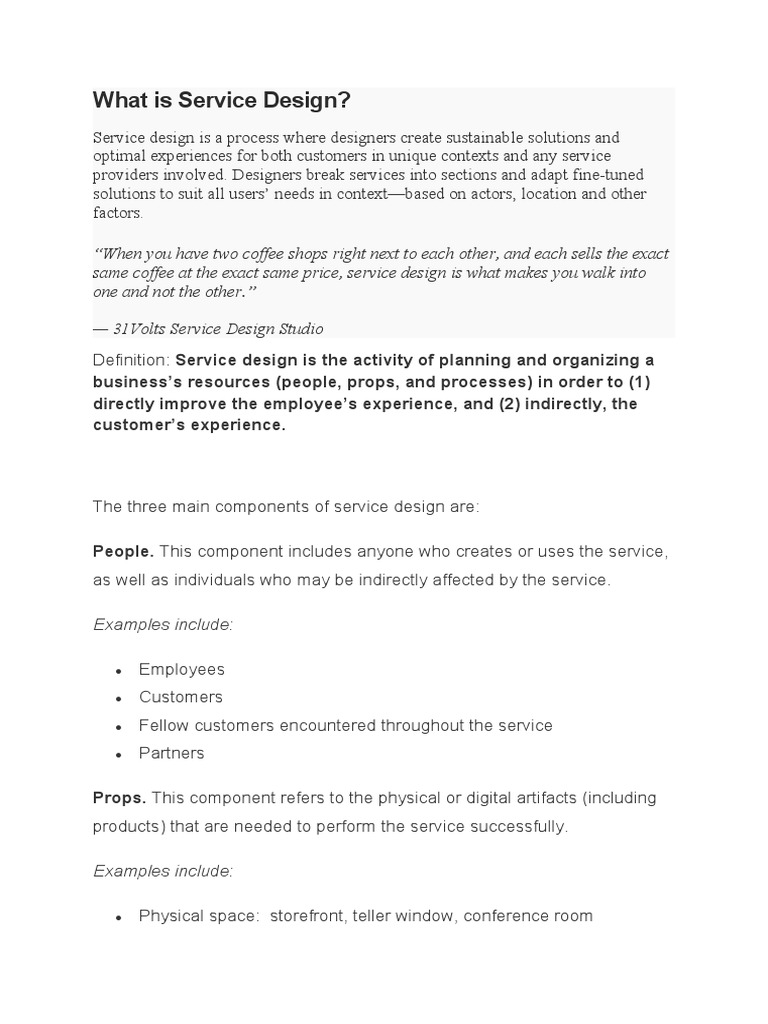 What Is Service Design?: Examples Include | PDF | Business Model ...