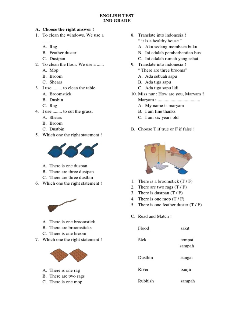 English Test 2nd Grades | PDF