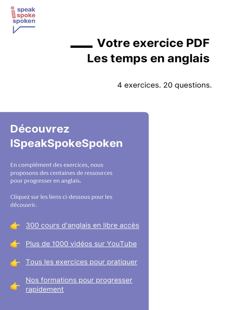 Exercice Sur Les Temps En Anglais Exercice Les Temps en Anglais | PDF