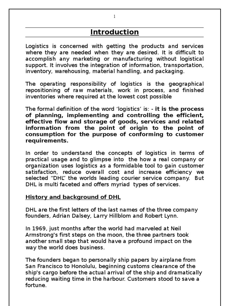 DHL Logistics and Supply Chain Overview | PDF | Logistics | Supply Chain