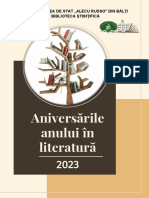 Aniversările Anului În Literatură: Universitatea de Stat Alecu Russo" Din Bălţi Biblioteca Ştiinţifică