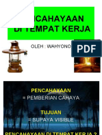 Pencahayaan Di Tempat Kerja: Oleh: Wahyono