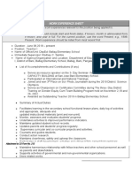 CS Form No. 212 Attachment - Work Experience Sheet