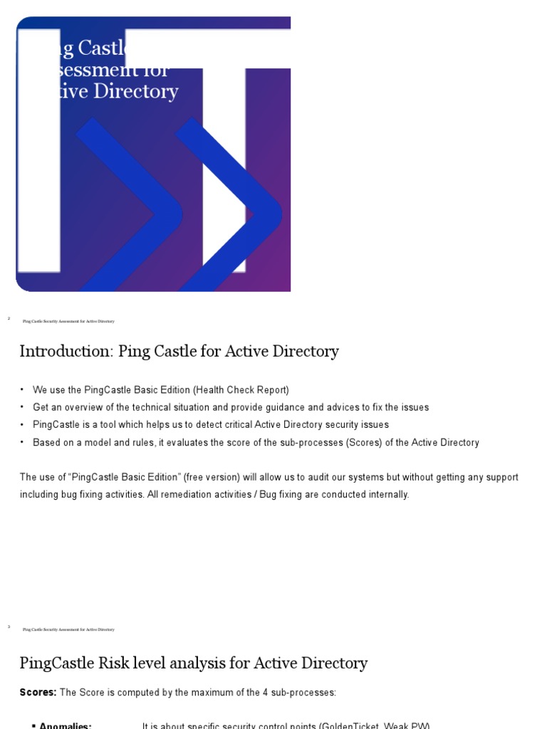PingCastle AD Security Assessment Overview | PDF | Active Directory ...