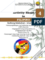 Activity Sheet In: Filipino