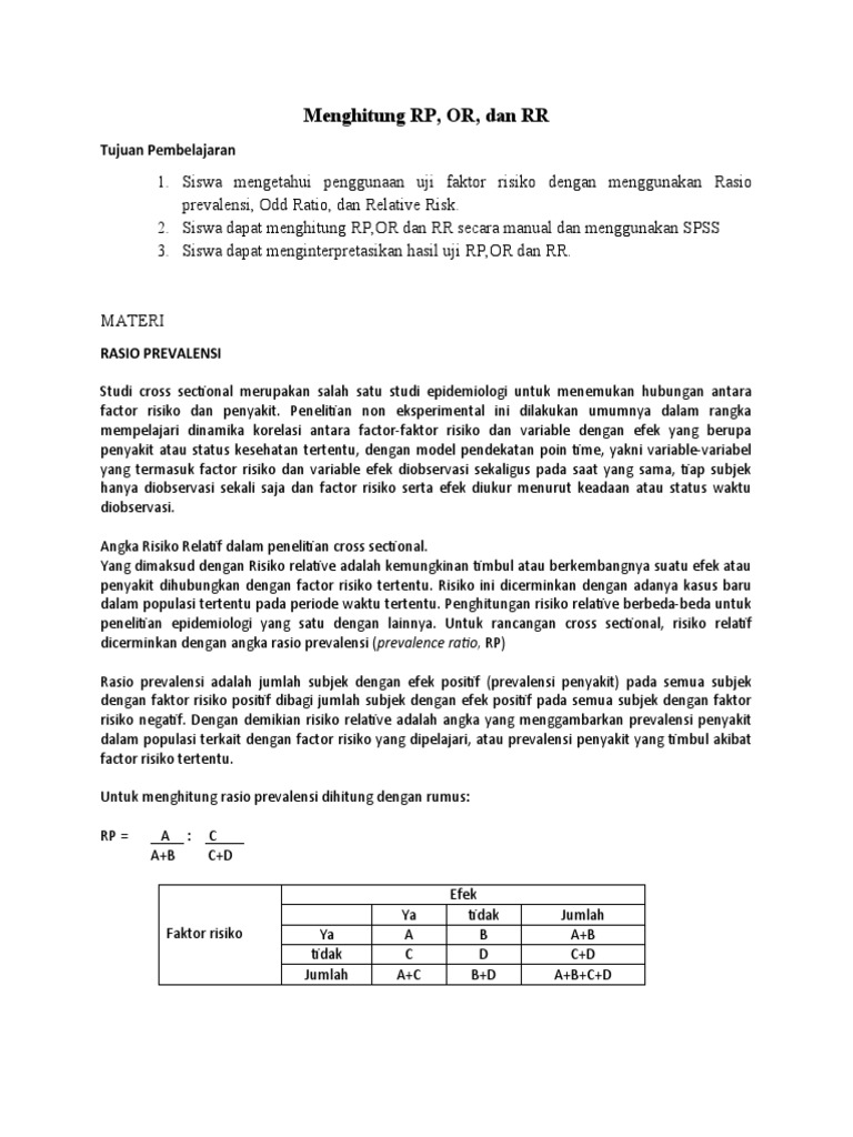 Menghitung RP, OR, dan RR dalam Epidemiologi | PDF