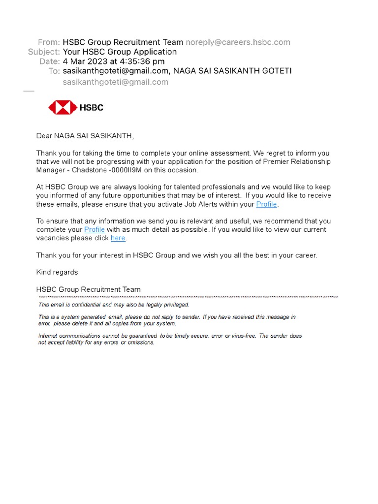 Your HSBC Group Application | PDF | Career &amp; Growth | Business
