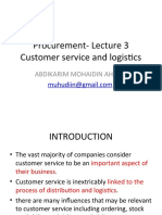 Procurement-Lecture 3 Customer Service and Logistics: Abdikarim Mohaidin Ahmed