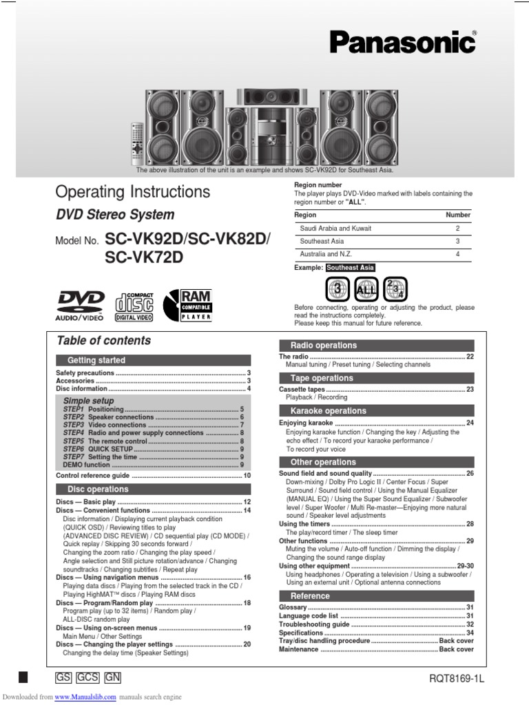Operating Instructions and Specifications for the DVD Stereo System ...