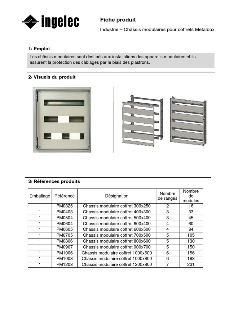 Châssis modulaires pour coffrets Metalbox | PDF