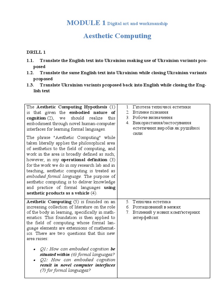 Module 1. Digital Art and Workmanship-Class1 | PDF | Embodied Cognition ...