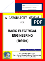 A Laboratory Manual: Basic Electrical Engineering (103004)