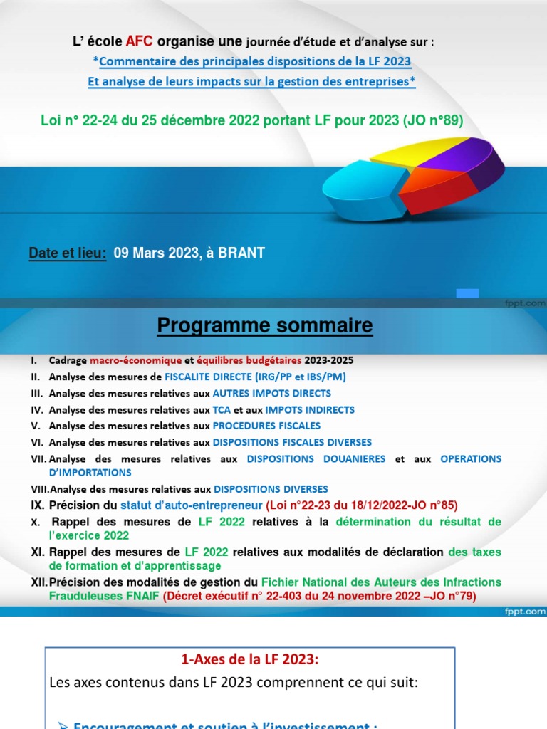 Analyse de la LF 2023 et Loi 22-24 | PDF | Dépréciation | Impôt sur le ...