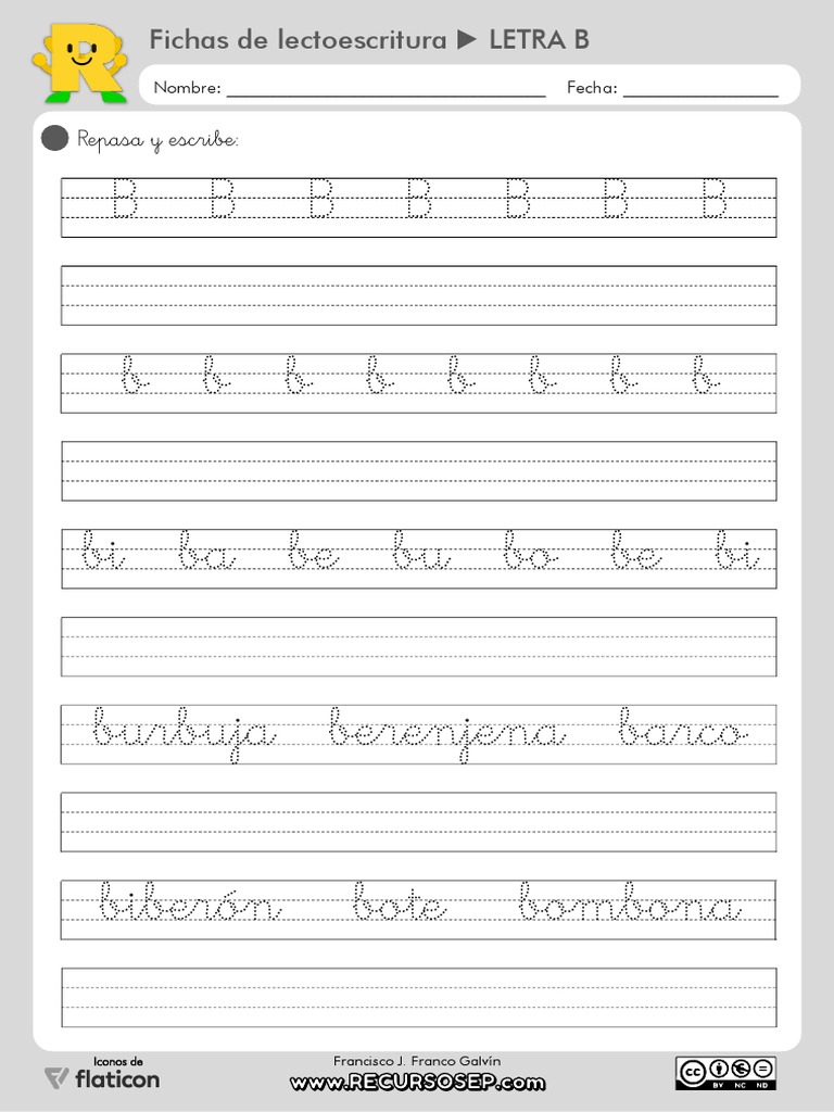18 Fichas Lectoescritura Montessori Recursosep Letra B | PDF
