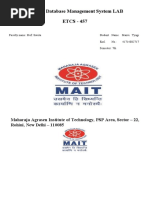 Advance Database Management System LAB ETCS - 457