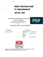 Software Testing and Quality Assurance ETCS - 453