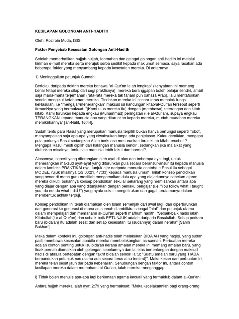 Kesilapan Golongan Anti Hadith Pdf