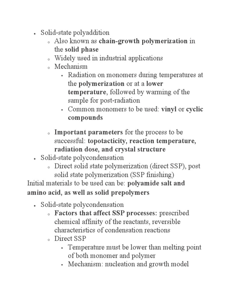 Solid-State Polymerization Techniques | PDF