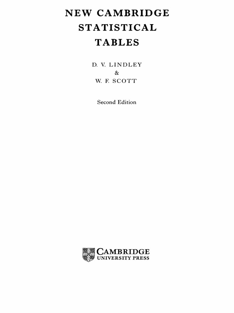 New Cambridge Statistical Tables | PDF | Quartile | Sampling (Statistics)