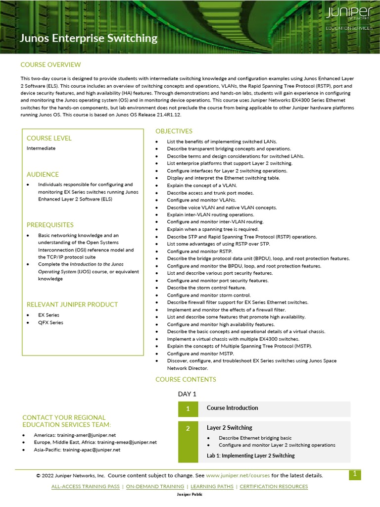 Junos Enterprise Switching (JEX-21A) | PDF | Network Switch ...