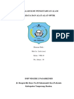 Makalah Ilmu Pengetahuan Alam Cahaya Dan Alat-Alat Optik: Disusun Oleh: Nabila Indriyani Kelas: VIII.10 No. Absen: 18