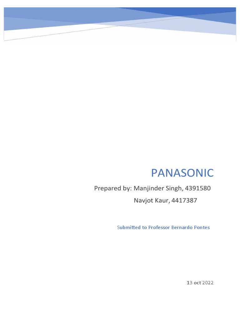 Panasonic Corporation PDF Manufactured Goods Electrical Engineering