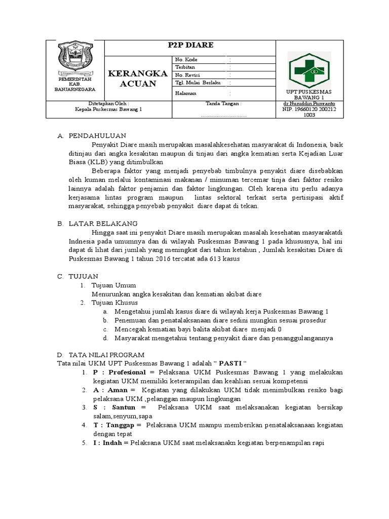 Program Penanggulangan Diare Bawang 1 | PDF | Pengembangan Diri ...