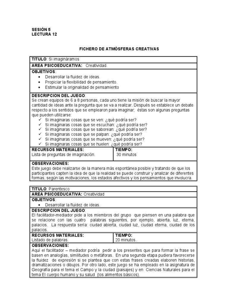 Fichero Creatividad | PDF | Creatividad | Pensamiento