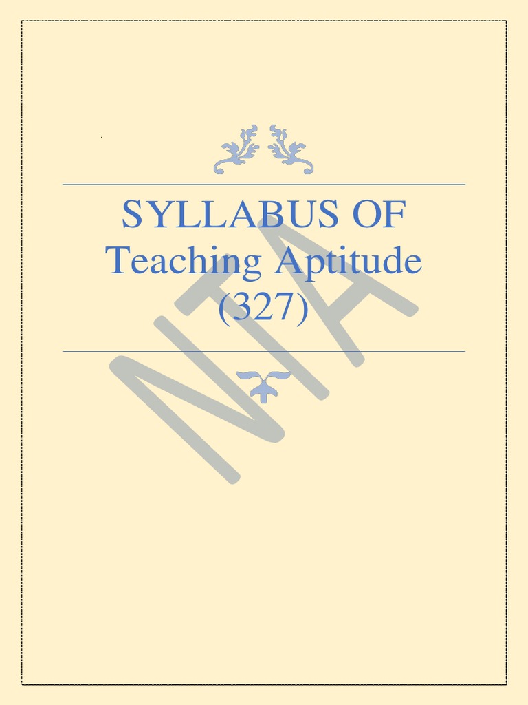 Syllabus of teaching aptitude pdf schools science