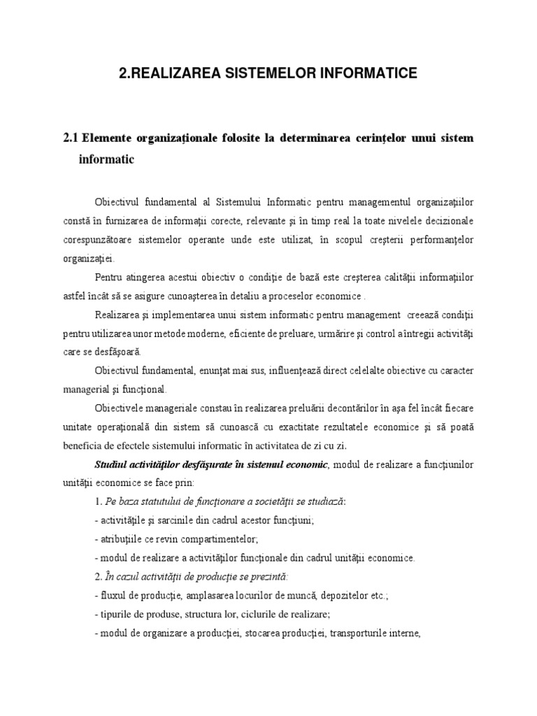 Realizarea Sistemelor Informatice | PDF