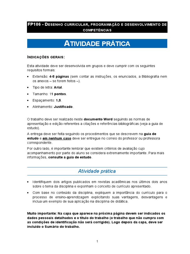 Atividade Prática sobre Currículo e Didática | PDF | Carreira e Crescimento