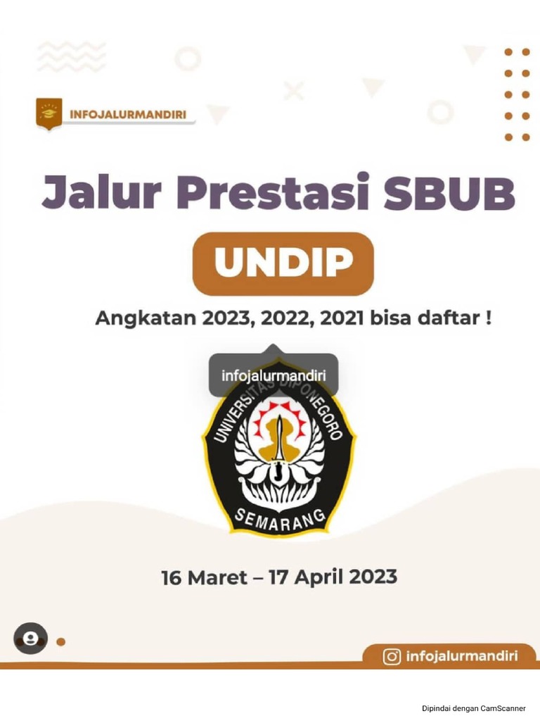 Jalur Prestasi SBUB UNDIP (Jalur Mandiri) | PDF