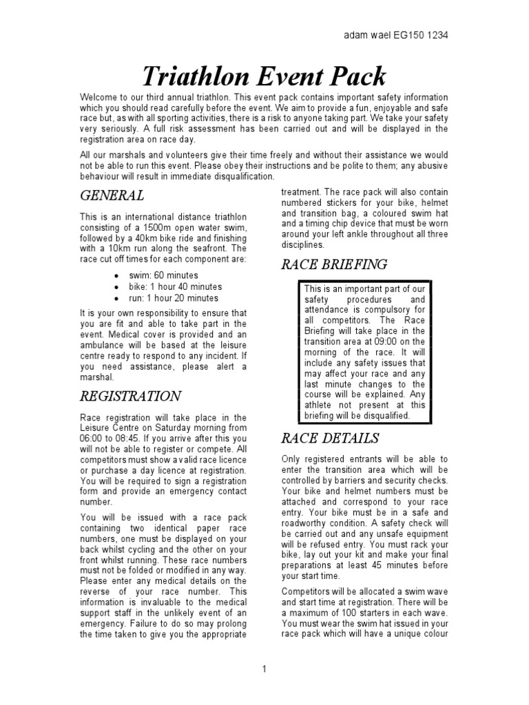 Triathlon Event Pack General PDF
