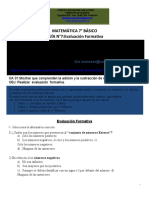 Matemática 7° Básico GUÍA N°7:Evaluación Formativa: Evaluación Formativa de Adición y Sustracción de Números Enteros