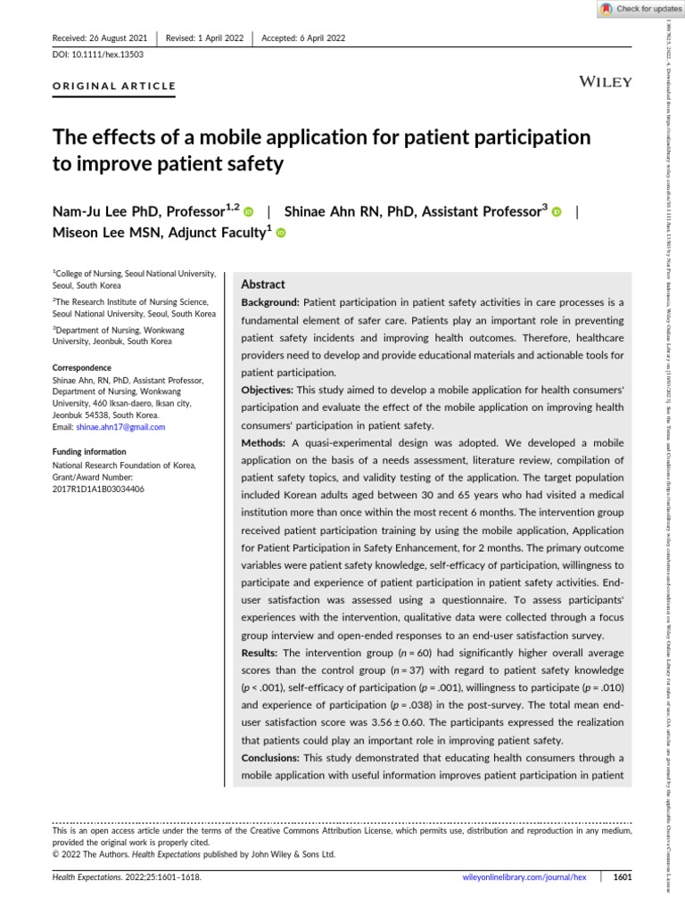 The Effects of A Mobile Application For Patient Participation To ...