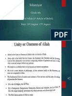 Islamiyat: Grade 8th Unity of Allah (1 Article of Belief) Date: 19 August-27 August