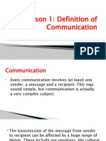 LESSON 1&2 Definition & Process of Communication
