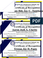 Kean Ilde Jay C. Tumbaga: Certificate of Recognition