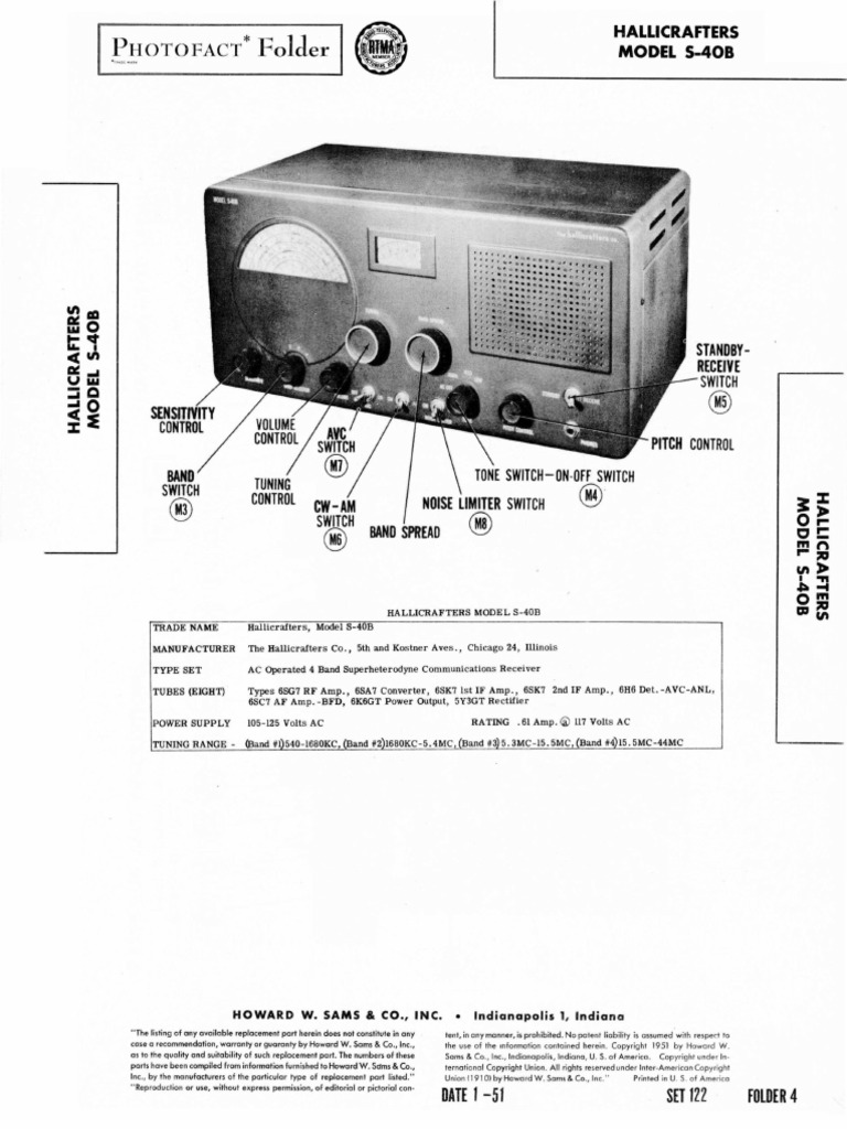 Hallicrafters S40B Photofact Jan1951 PDF