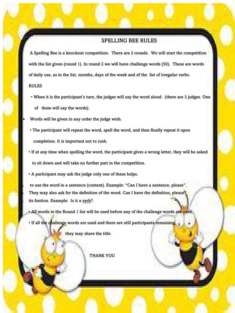 Spelling bee rules pdf