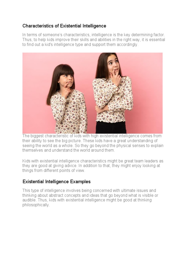 Characteristics of Existential Intelligence | PDF | Intelligence ...