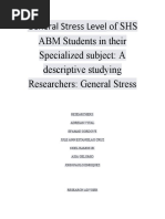 General Stress Level of SHS ABM Students in Their Specialized Subject