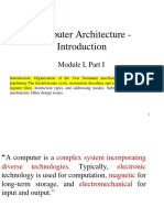 Computer Architecture - : Module I, Part I