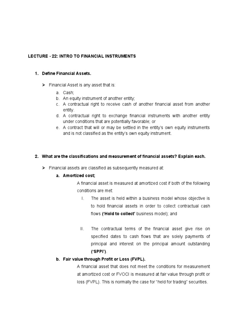 Intro to Financial Instruments | PDF | Fair Value | Equity (Finance)
