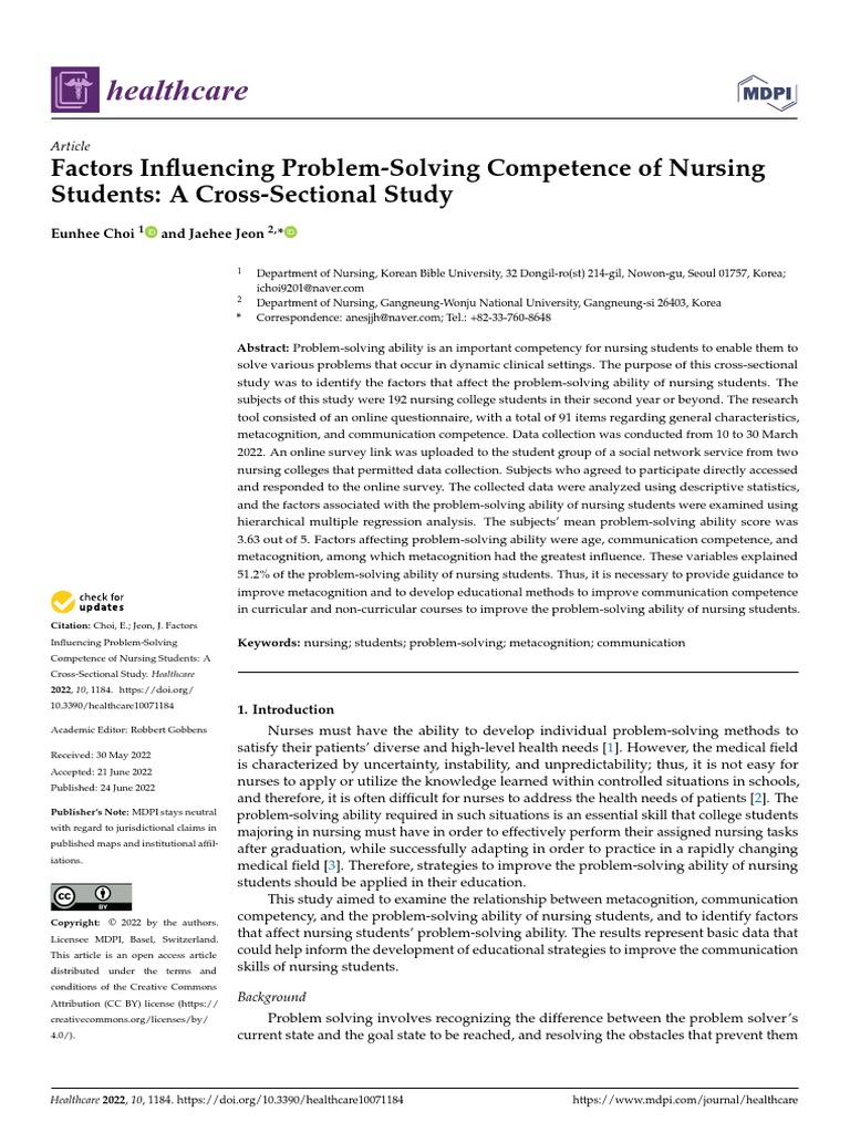 Healthcare factors influencing problem solving competence of nursing
