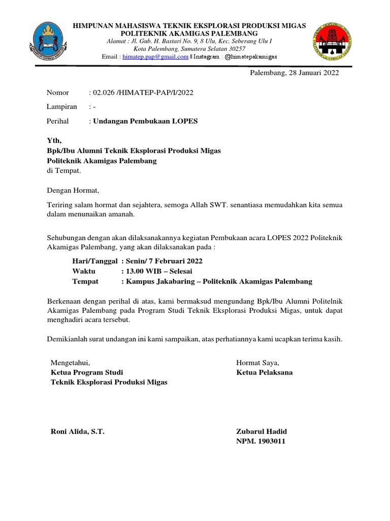 Surat Undangan Alumni | PDF