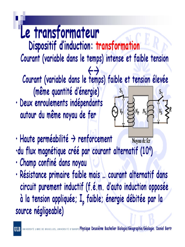 Rapport de transformation d'un transformateur PDF Transformateur — free download