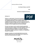 Carta de Renuncia Por Motivos de Estudio: Massiel Luis Pozo DNI: 77977778