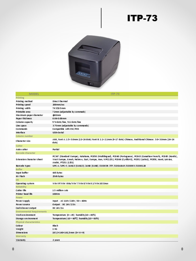 Model ITP-73: Printing | PDF