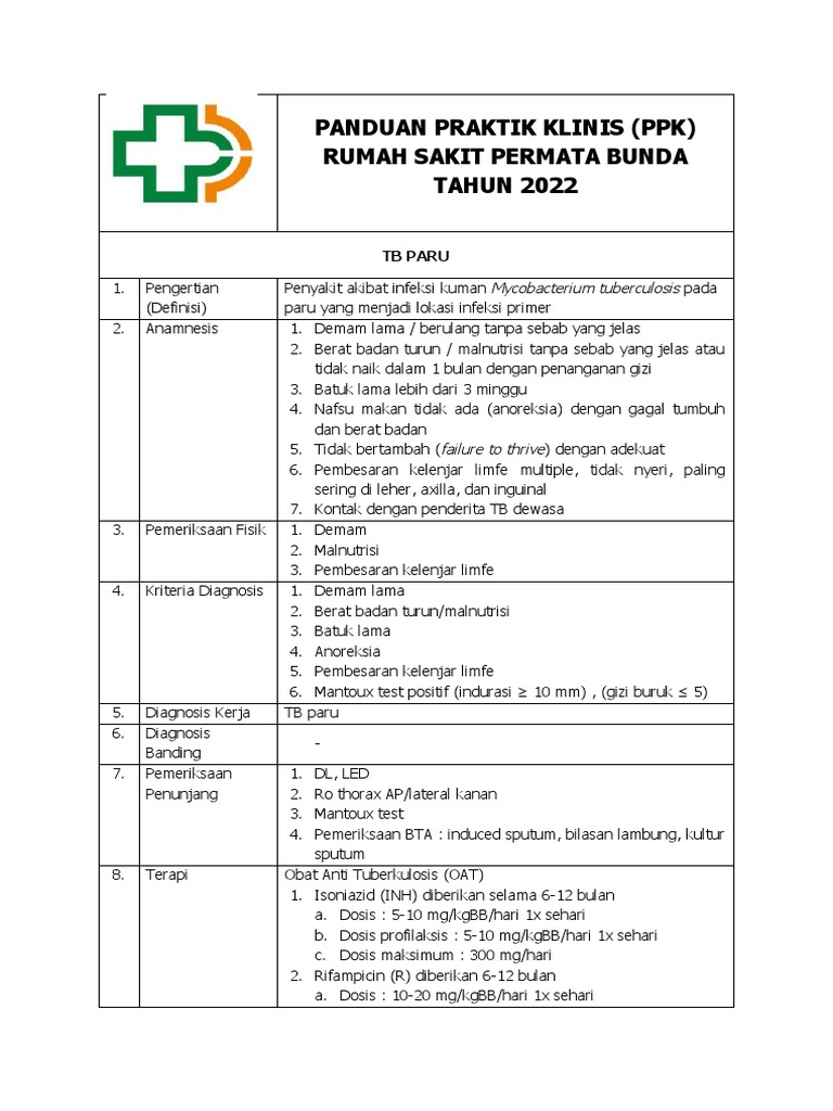 Panduan Praktik Klinis TB Paru | PDF